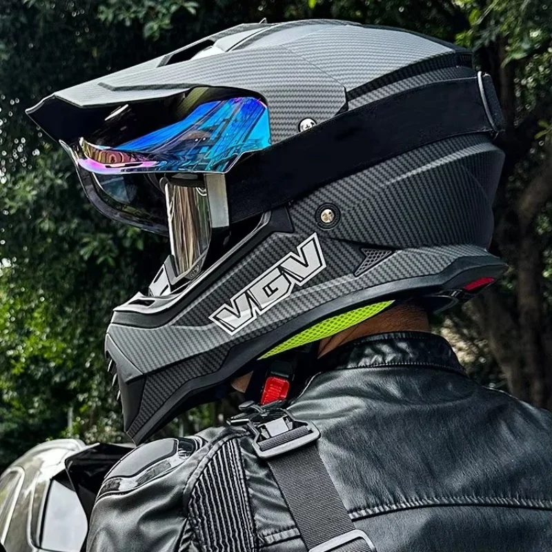 خوذة دراجة نارية للشباب على الطرق الوعرة، خوذة رالي ركوب الشوارع، للجنسين للأطفال البالغين طوال الموسم ركوب الدراجات النارية الرجعية فو