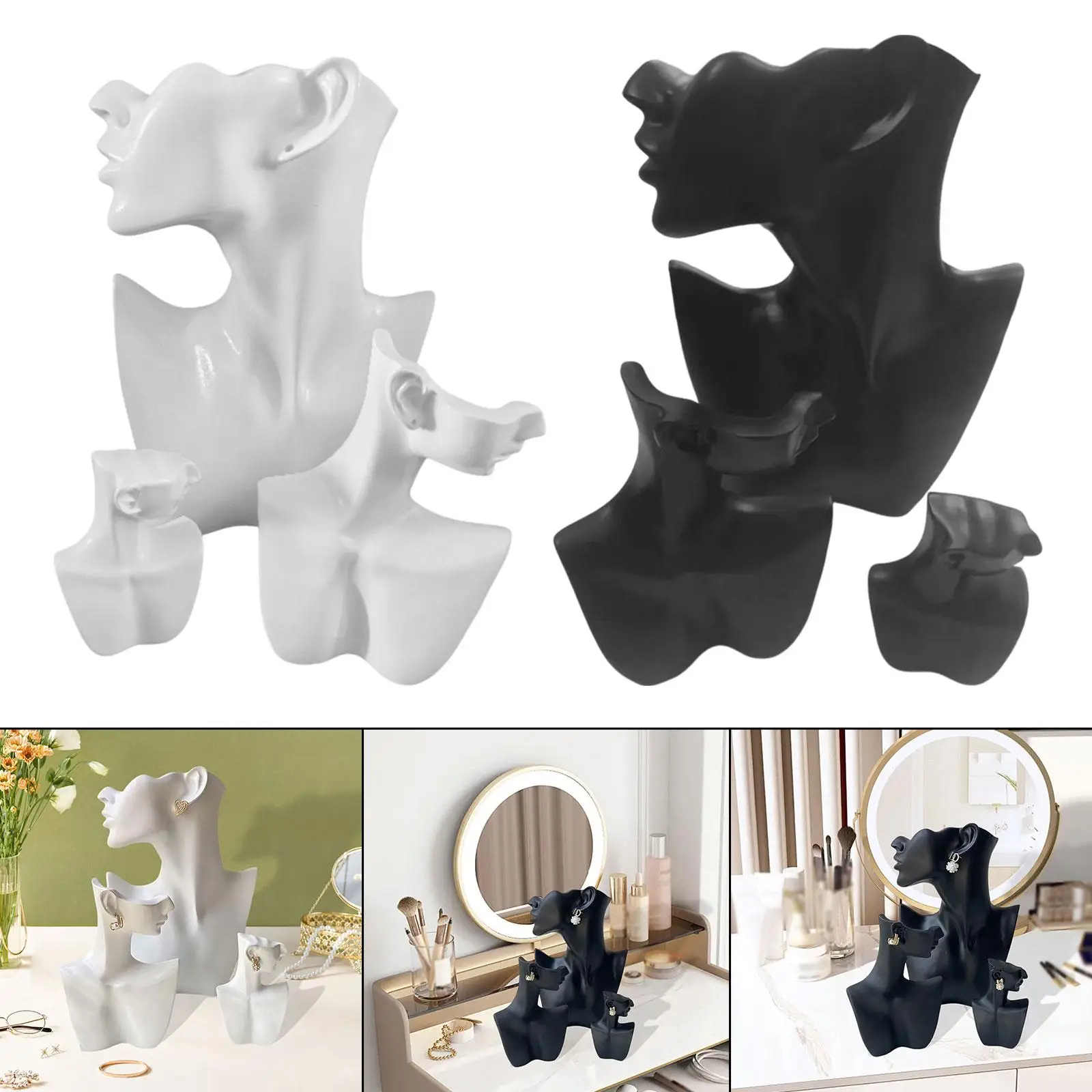 

3Pcs Jewelry Display Stand Mannequin Set Fine Craftsmanship Necklace Holder