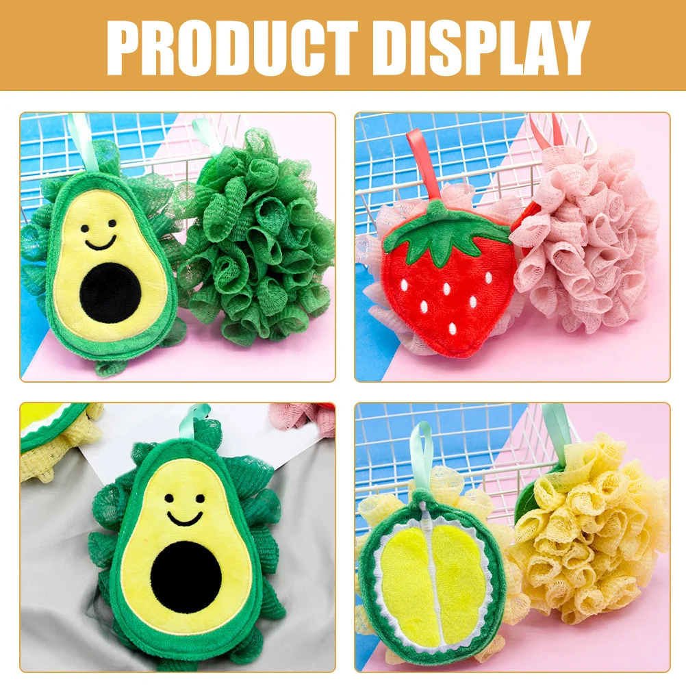 

3Pcs Fruit Shape Bath Sponge Soft Foam Shower Loofah for Body Exfoliating Scrubber Bathing Skin Cleaning Balls