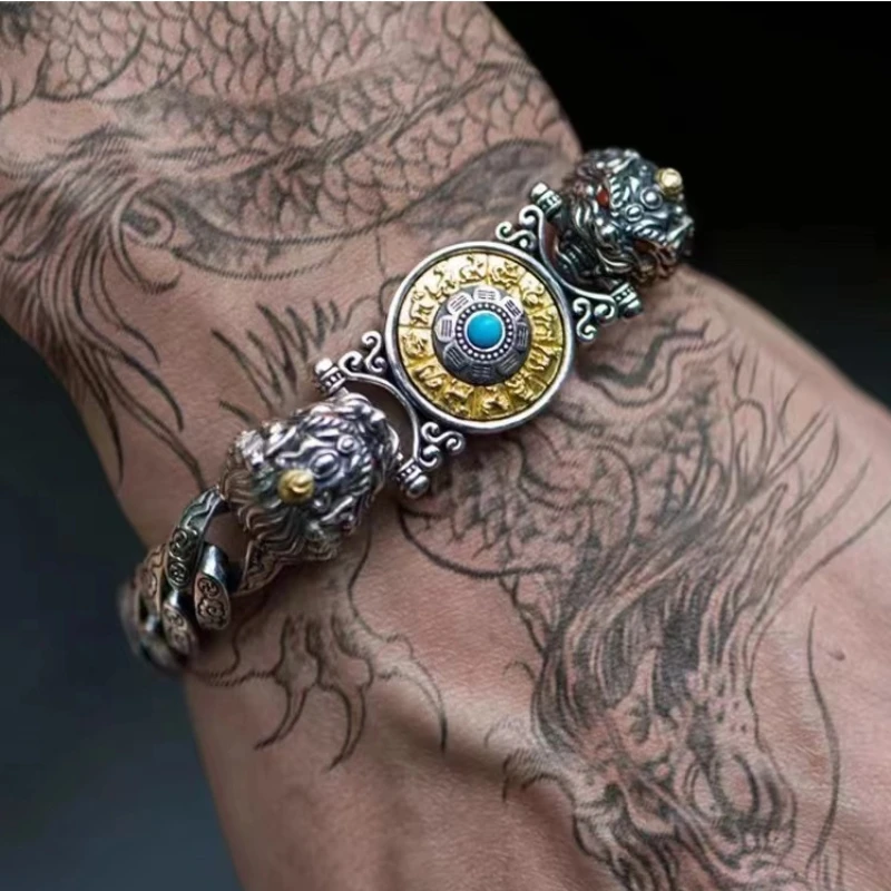 

Blessing Wealth Animal Pixiu Bracelet Men Hand Accessories Ethnic Style Zodiac Animal Bracelet Male Jewelry