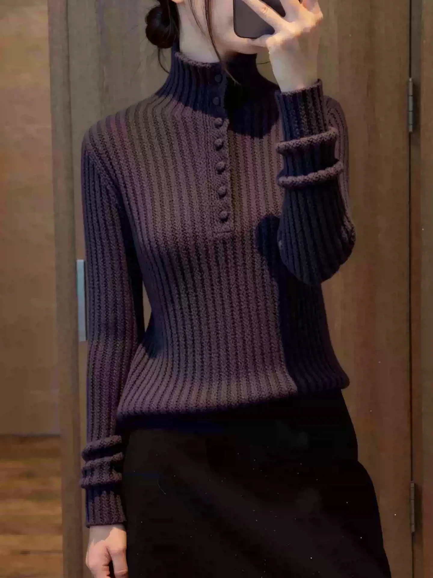 

Soft Comfortable Anti-Aging Long Sve Knitted Pure Color Simple Match Winter New Sle European Goods Knitwear for Women