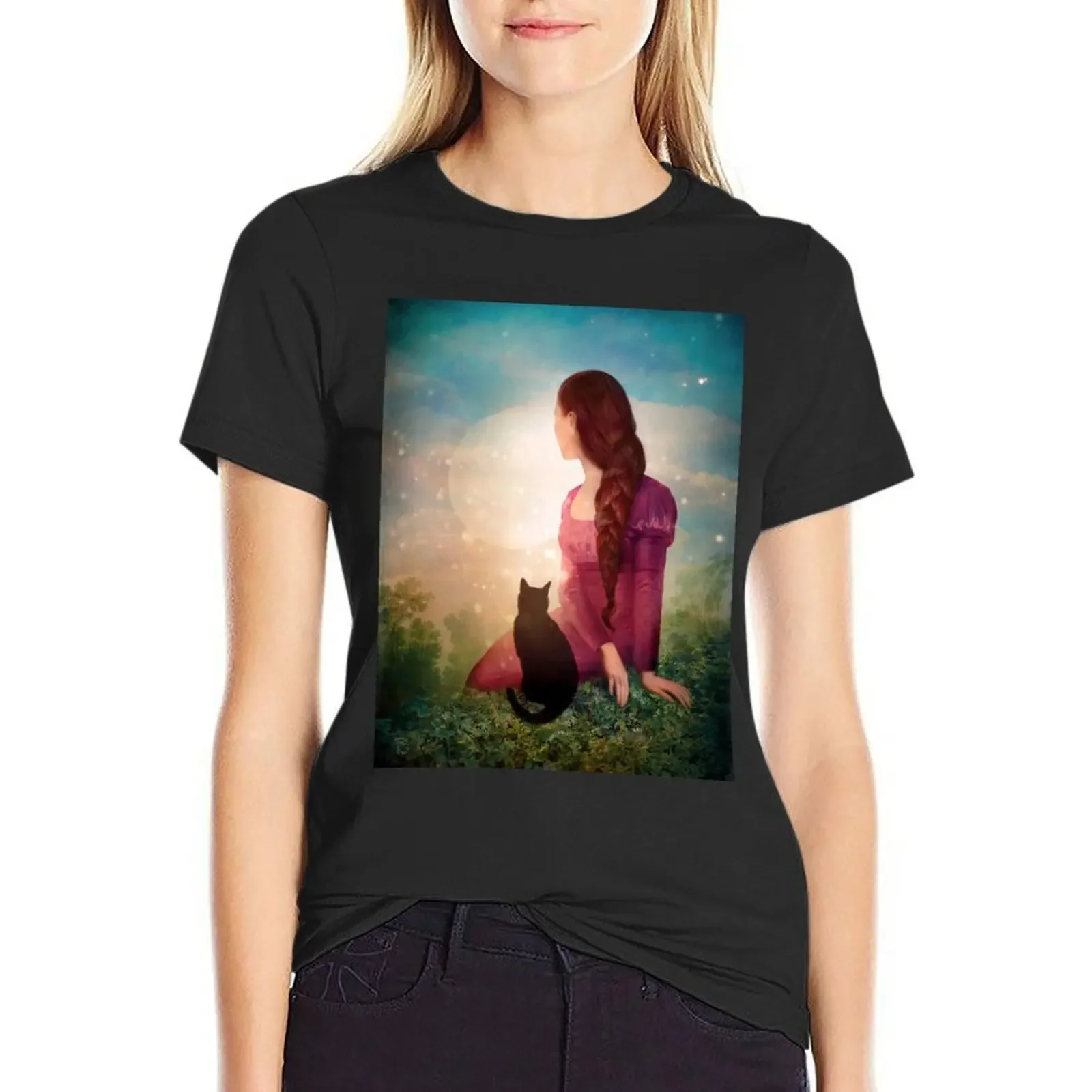 

Moon rising T-Shirt Blouse animal print shirt for girls quick drying customizeds T-shirt Women
