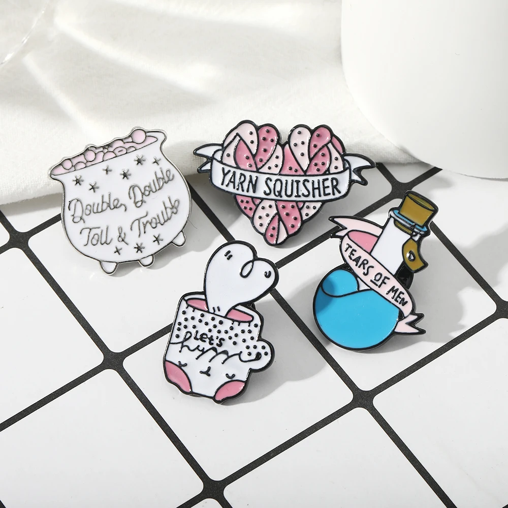 مضحك الغزل السكويش القلب المينا دبابيس دموع الرجال الكنز السلطانية شارة دموع الرجال تصميم قارورة على شكل دبابيس #2