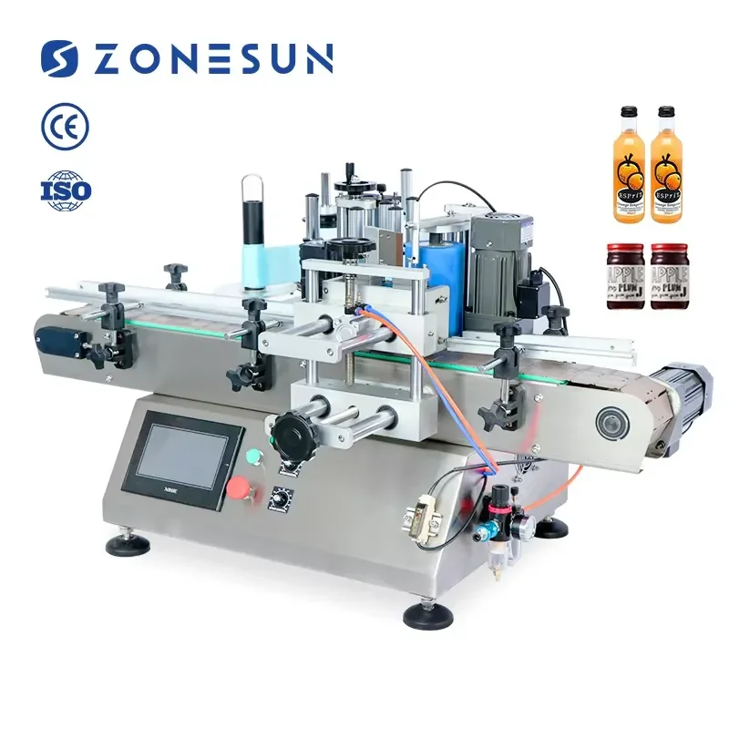 Hot 2026 ZS-TB500 Sticker Liquid Soap Automatic Water Bottle Labeling Machines 2 Side With Coder