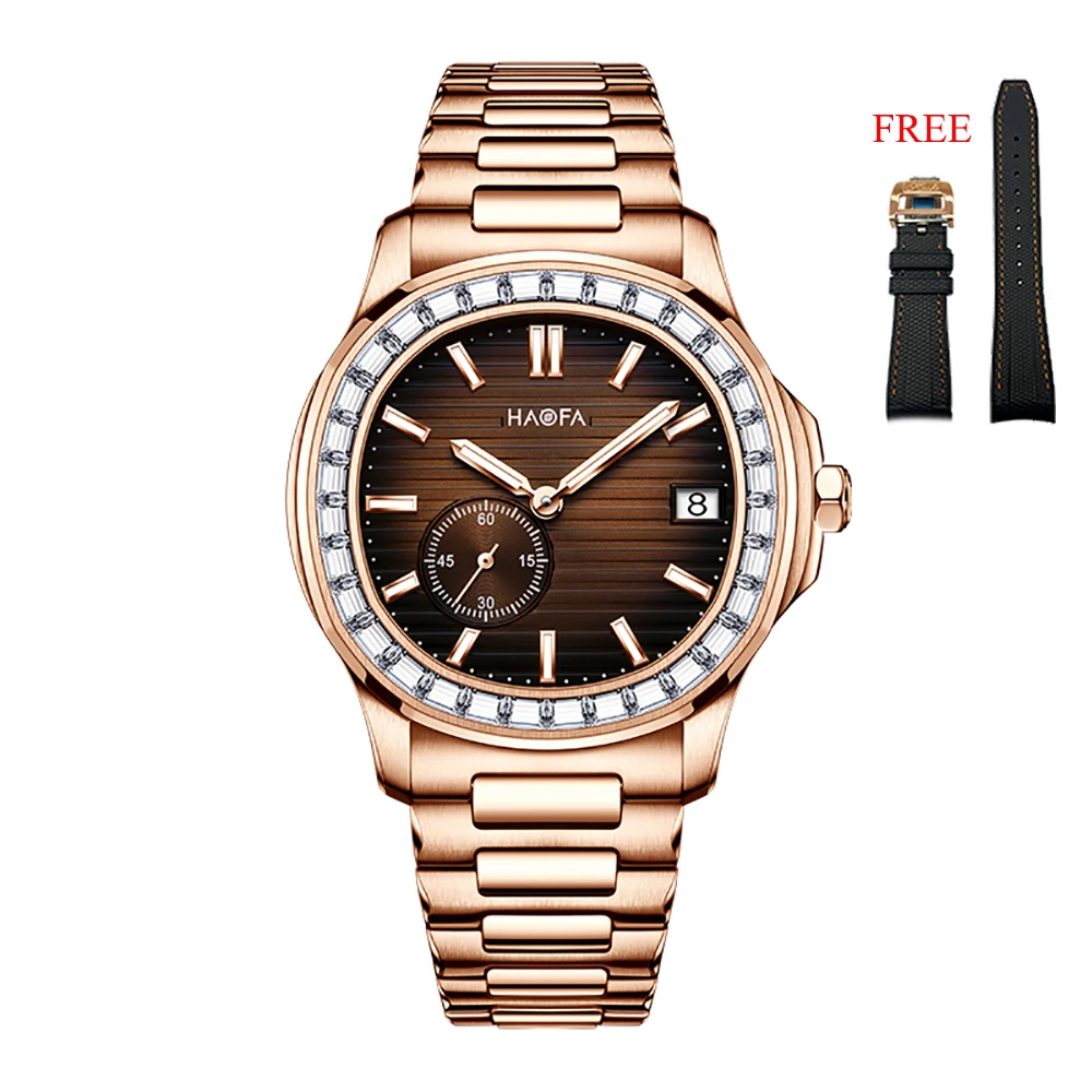 

Haofa 9.7mm Slim Micro Rotor Automatic Watch for Men Multifunction Dial Calendar Mens Watch Stainless Steel Waterproof Sapphire