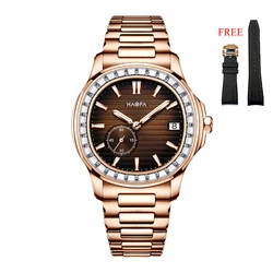 Haofa 9.7mm Slim Micro Rotor Automatic Watch for Men Multifunction Dial Calendar Mens Watch Stainless Steel Waterproof Sapphire