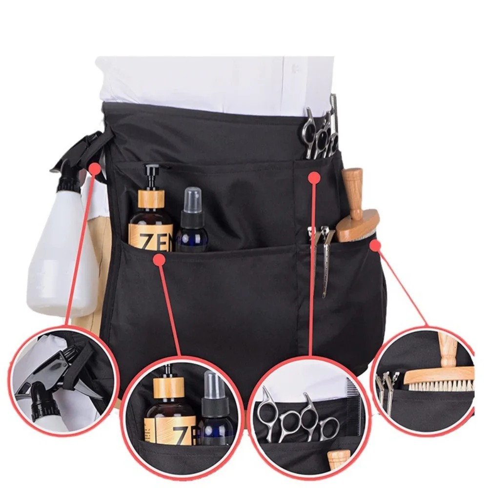 New 5 Pockets Barber Half Apron Waterproof Bleach-proof Hair Stylist Waist Bag Hipster Salon Belt Men Hair Cutting Pouch