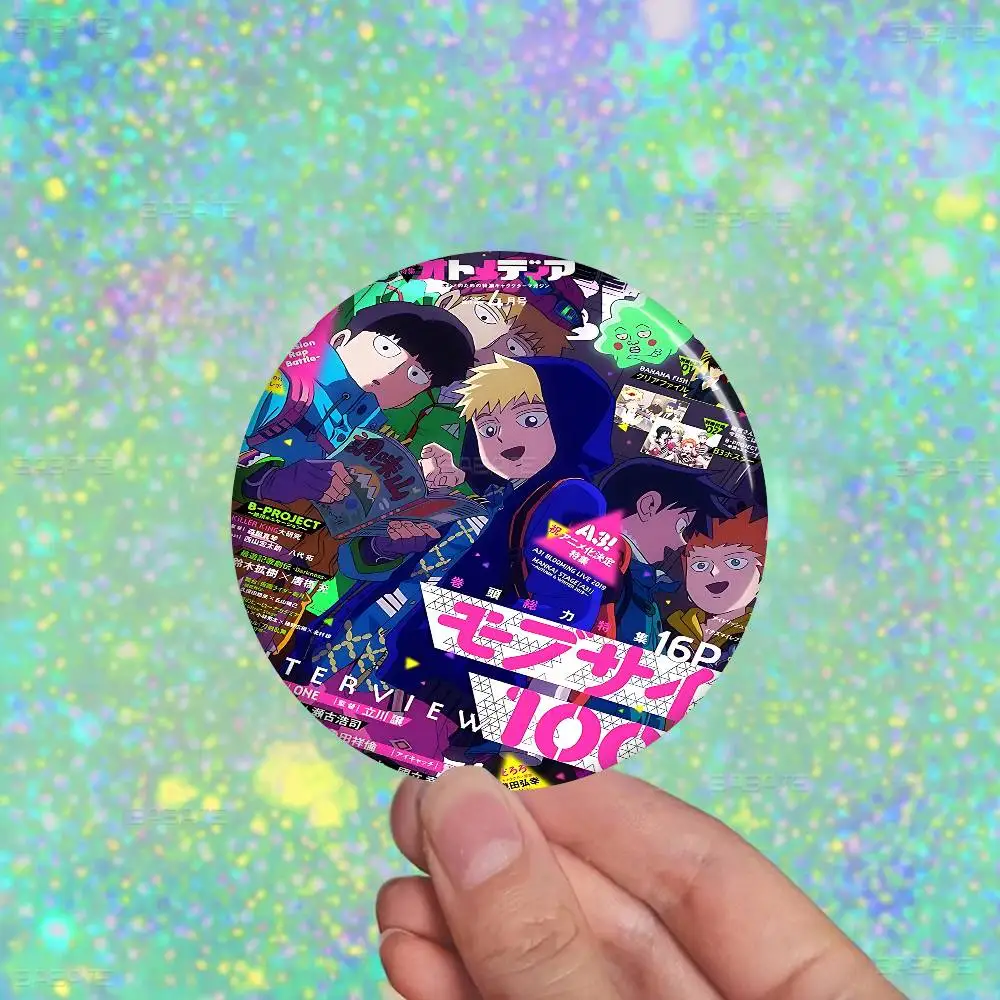 أنيمي الغوغاء النفسي 100 الإبداعية دبابيس مضحك وجه مبتسم جولة المفاجئة في بروش شارة ظهره قبعة اكسسوارات مجوهرات هدايا