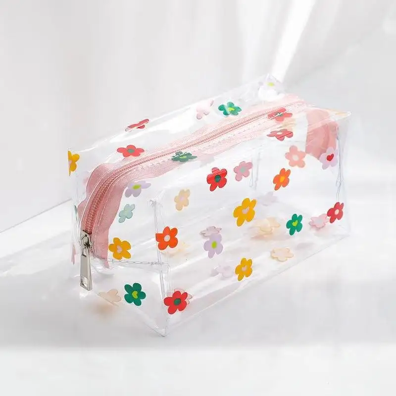 Pvc Makeup Bag Waterproof Transparent Pencil Case Stationery Gift Students Pencil Bag Kawaii Makeup Cosmetic Bags Travel Purse