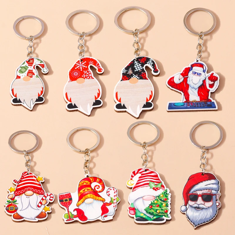 

Cute Christmas Key Chain Snowman Santa Claus Key Ring Pendant for Car Key Holder Women Girls Handbag Decor DIY Jewelry Gift