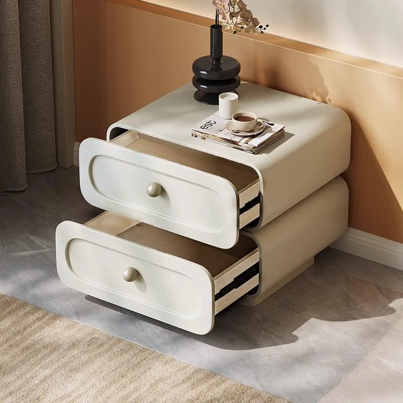 Cream wind rotating bedside table storage cabinet bedroom modern simple creative home