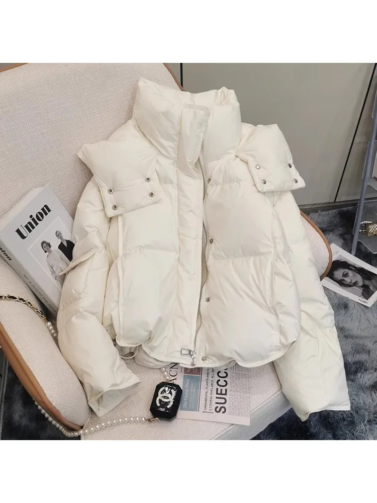 

Women's Thickened Cotton Jacket 2024 New Style Milk Series Soft Bread Coat Winter Outerwear Casual Loose Fit Pure Color