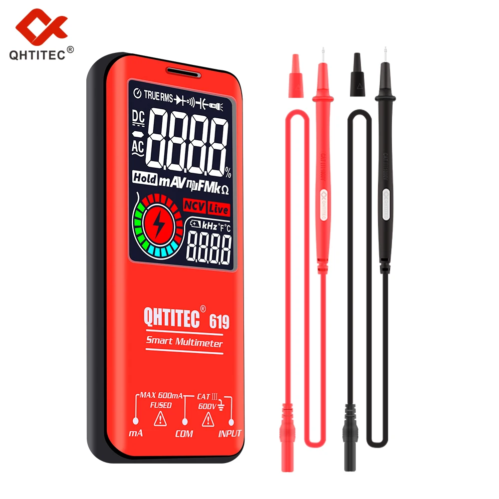 QHTITEC Digital Multimeter 3.5 Inch Large Screen Display 6000 Counts Tester T-RMS DC AC Voltage Capacitance Ohm NCV Multimetro