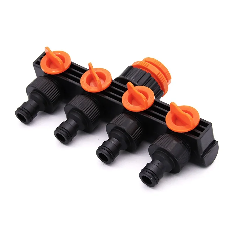 4-Way Garden Hose Splitter Faucet Adapter Water Shut-Off Valves Connector For Home Yard Garden Watering Connector Distributor
