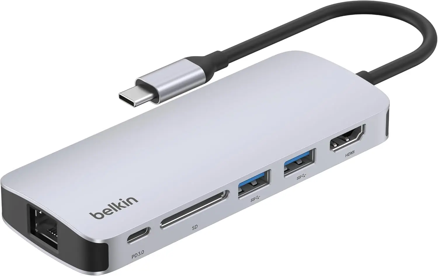 

6-in-1 USB-C Hub with 4K HDMI, 100W PD Charging, Gigabit Ethernet for MacBook, iPad, Laptops
