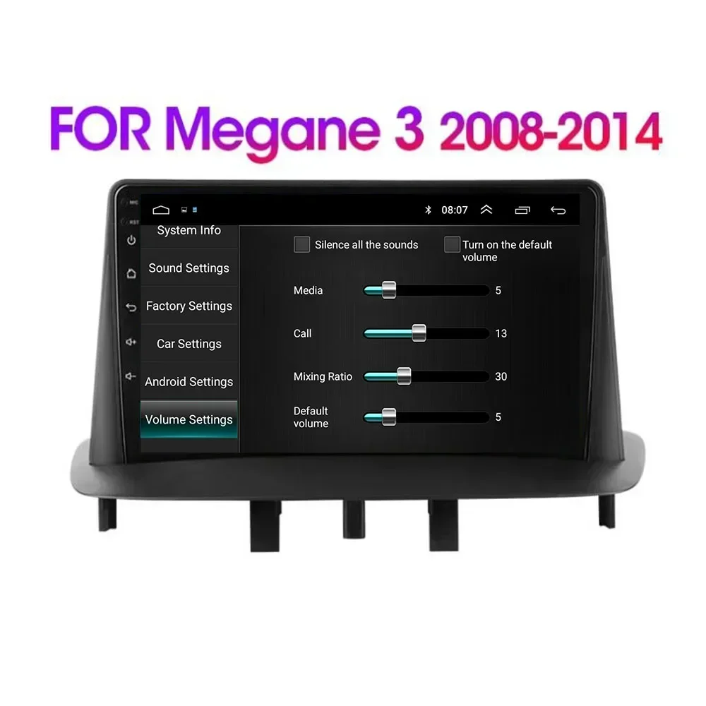 2 Din Android 13 รถวิทยุเครื่องเล่นวิดีโอมัลติมีเดียสําหรับRenault Megane 3 Fluence 2008 - 2014 GPSนําทางGPS Carplay auto DVD