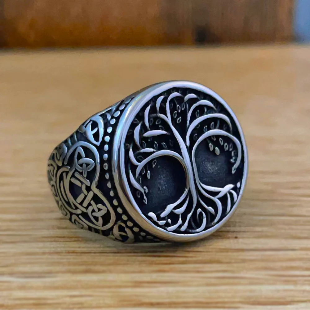 

Norse Mythology Yggdrasil Tree of Life Rings Men Women Vintage Viking Celtic Ring Stainless Steel Fashion Jewelry Wholesale