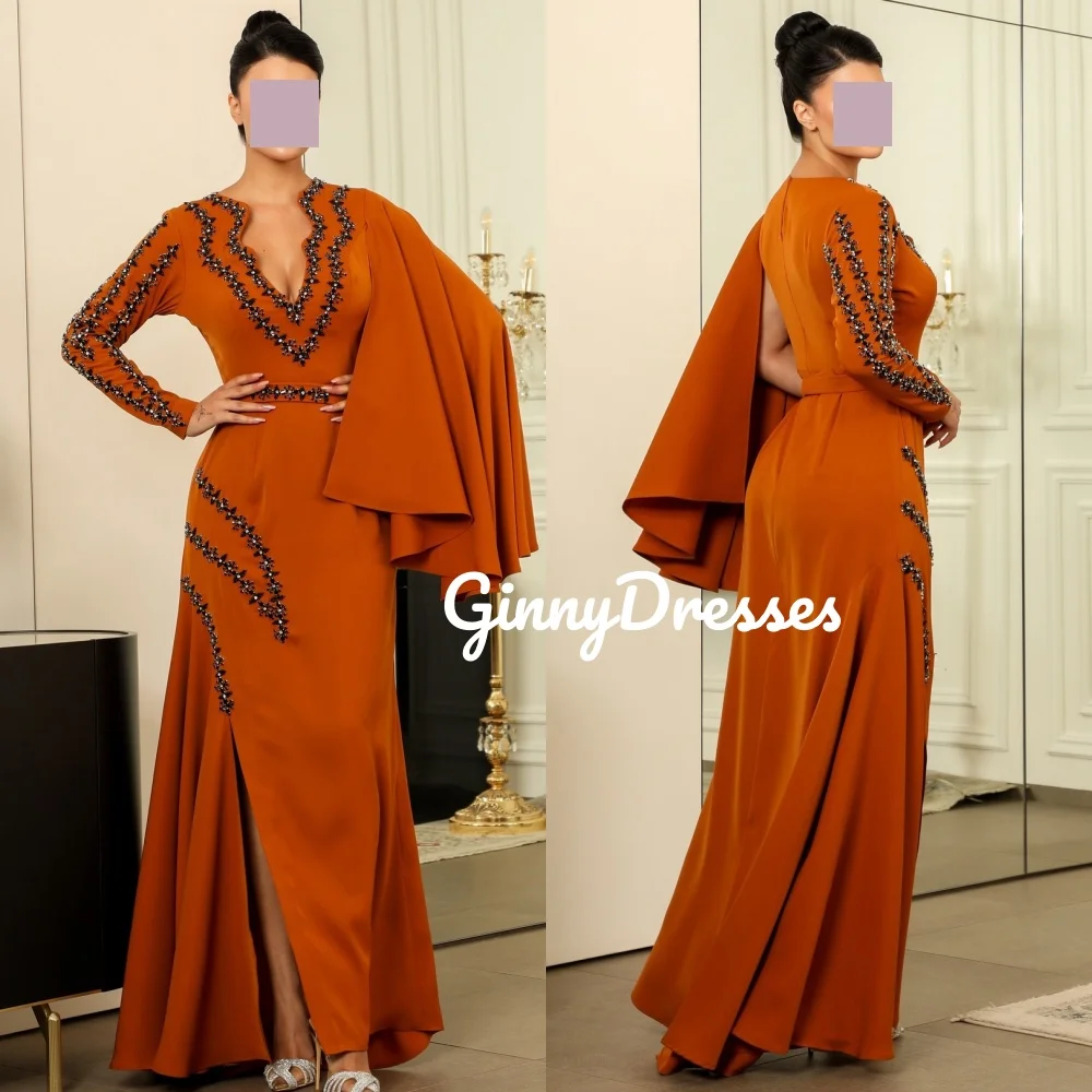 فساتين سهرة نسائية مخصصة على شكل حرف a على شكل حرف v فساتين مناسبة رسمية بطول الأرض مطرز بسحاب حتى فساتين بأكمام طويلة لـ