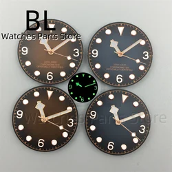 BLIGER 29mm Watch Dial Gradient Bronze Dial Rose Gold Edge Index 3-6-9 Number Green Luminous Fit NH34 NH35 ETA  DG Miyota PT5000