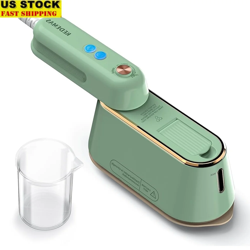 Mini plancha de vapor portátil para viaje, planchado con taza, 1100W, seco al vapor, doble función, diseño ergonómico plegable, plancha con cable