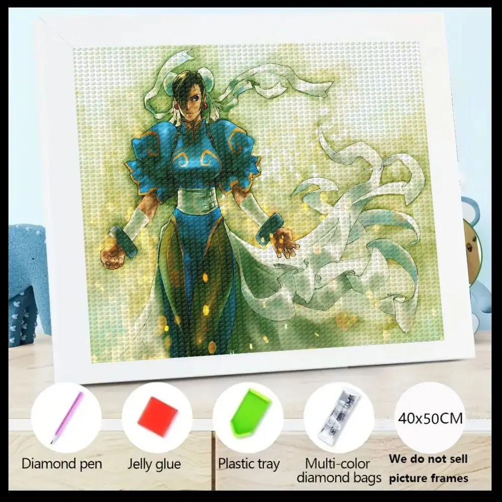 

1 шт., 5D алмазная живопись, набор для вышивки крестом Chun-Li с инструментами - 40x50 см, набор для рукоделия «сделай сам», включает алмаз