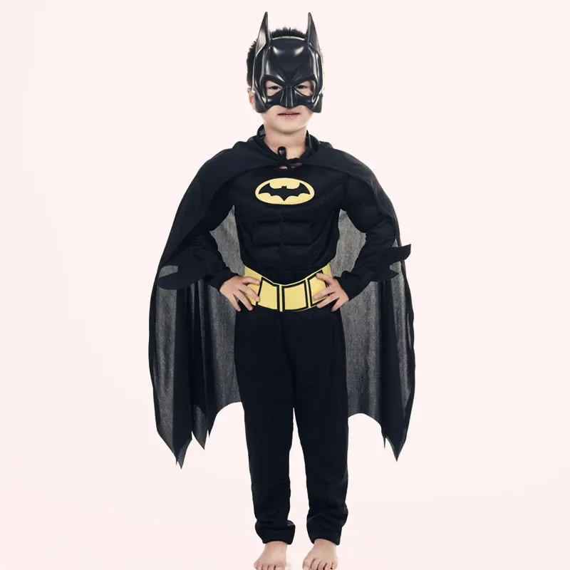 Children Boys Bat Man Costume Batboy Fancy Black Superhero Cosplay Kids Costume Outfits Comic Masquerade Evening