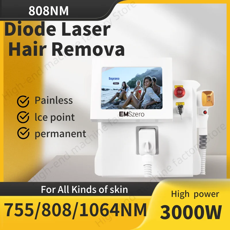 HOT 3000W Ice Platinum 808NM Diode Laser Hair Removal Machine with Cooling Permanent Painless Three Wavelength Epilator HOT