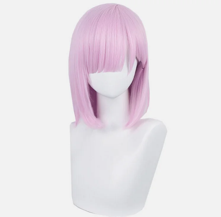 Fiona Frost Cosplay Perruques Cheveux Synthétiques Courts et Lisses, Rose, 37cm