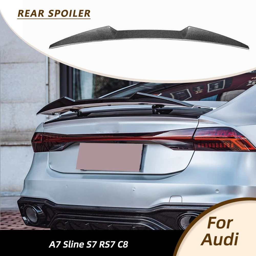 Car Rear Trunk Racing Boot Wing Spoiler for Audi A7 C8 S7 Sline RS7 Sedan 2019-2022 Rear Trunk Boot Wing FRP Black Carbon Fiber