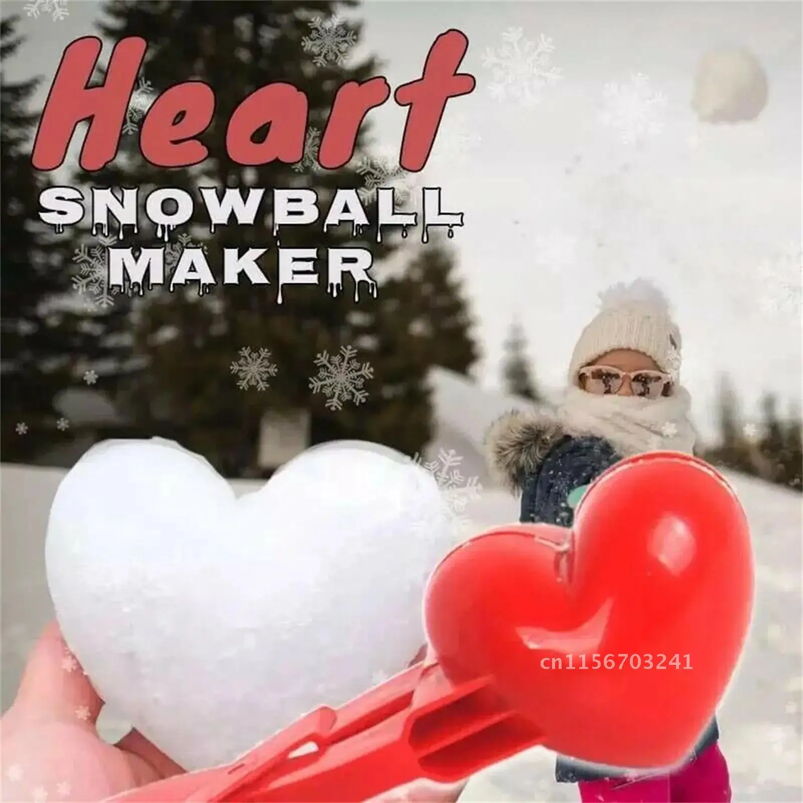 Snowball Maker Heart Clip Winter Plastic Heart snowball on branch Tools DIY Kid Outdoor Mold Toys Snowball Fight Home Decoration