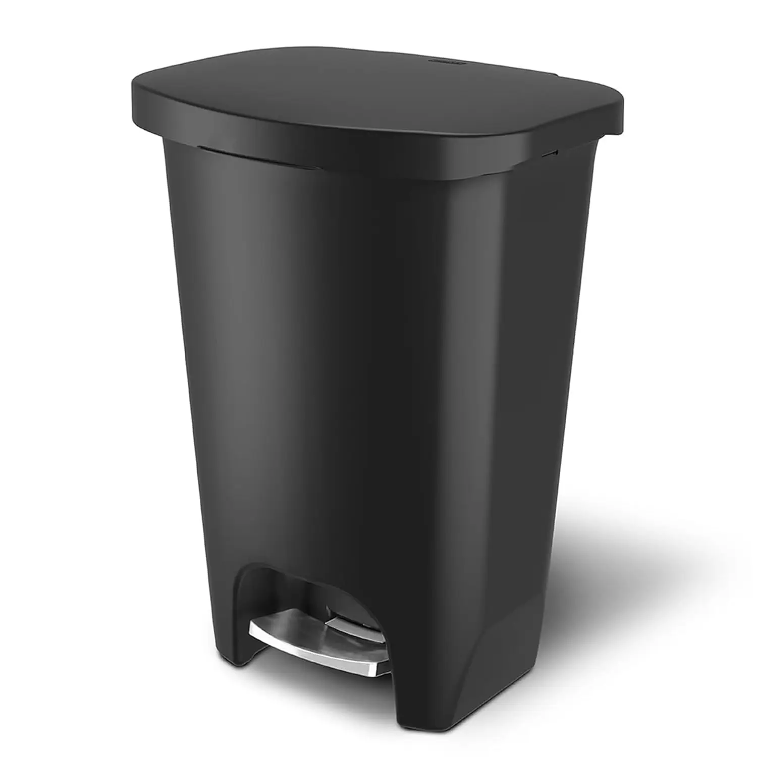 

13 Gal Trash Can - Plastic Kitchen Waste Bin with Odor Prot of Lid, SS Step On Foot Pedal and Garbage Bag Rings, Black
