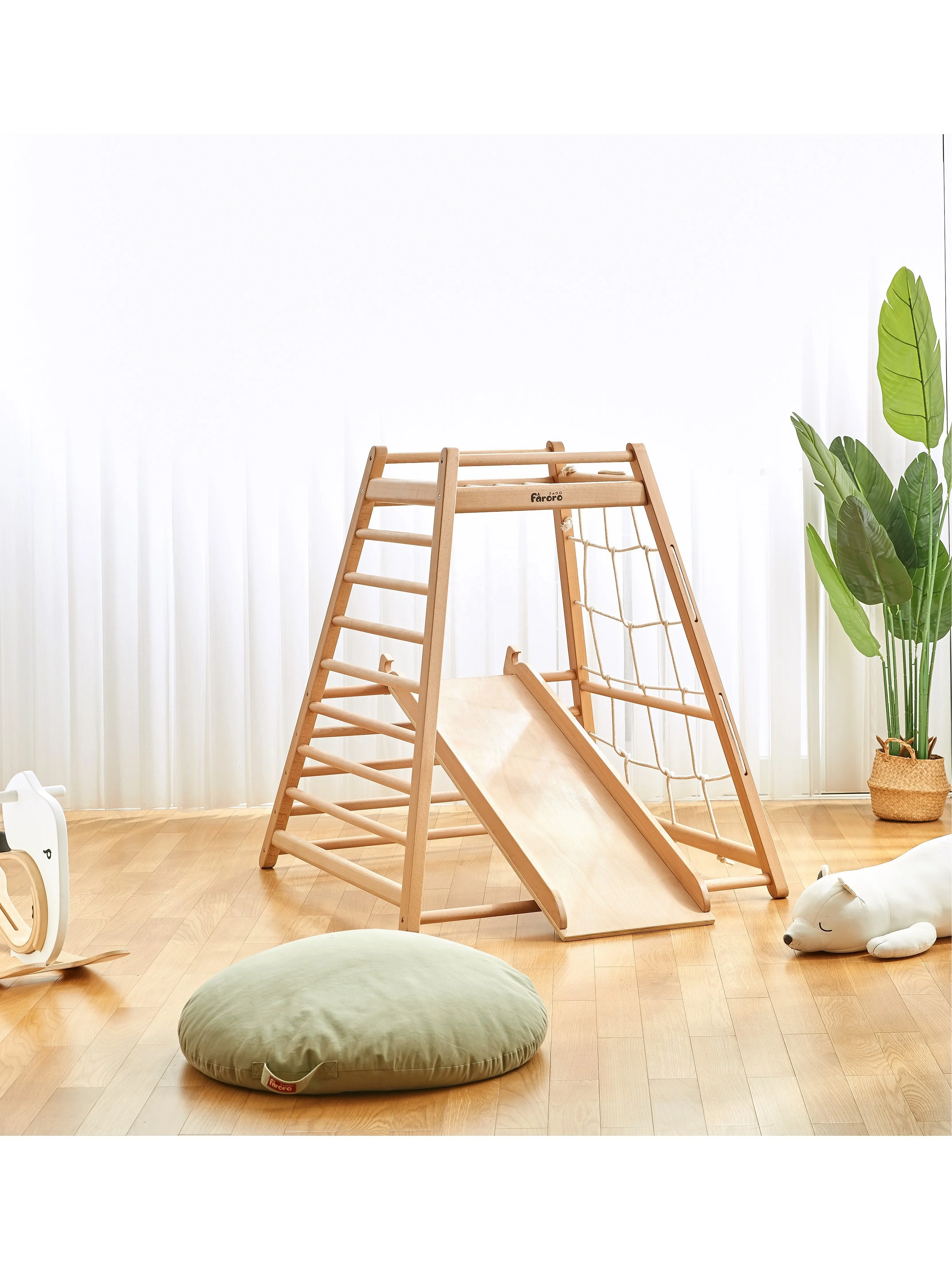 Indoor Playground Gym for Toddlers and Kids  Multifunctional Play Set Swing, Ladder Climber, Slide, Rock Climbing