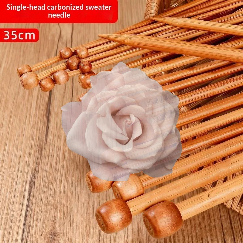 Popular 2Pcs Bamboo Knitting Needles With Single Pointed Tips DIY For Yarn Beginners