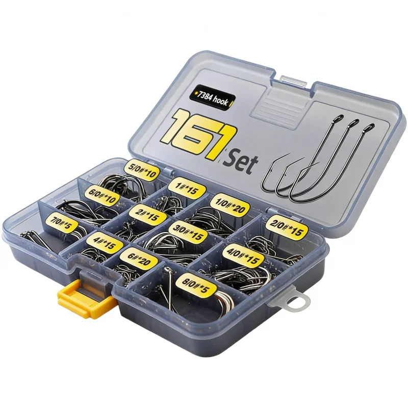 

161Набор крючков из высокоуглеродистой стали с орлиным клювом, трубчатые крючки для черепах, крючки для осьминога, острые с зазубринами, универсальная приманка для морской рыбалки