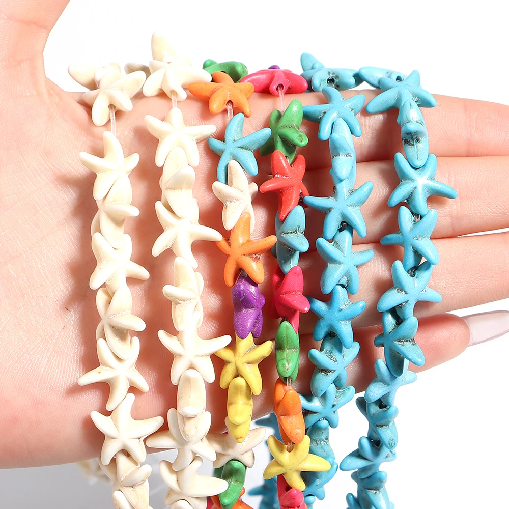 1 Strand 14mm Multicolor Starfish Turquoise Beads Natural Stone Loose Spacer Beads for DIY Jewelry Making Bracelet Necklace