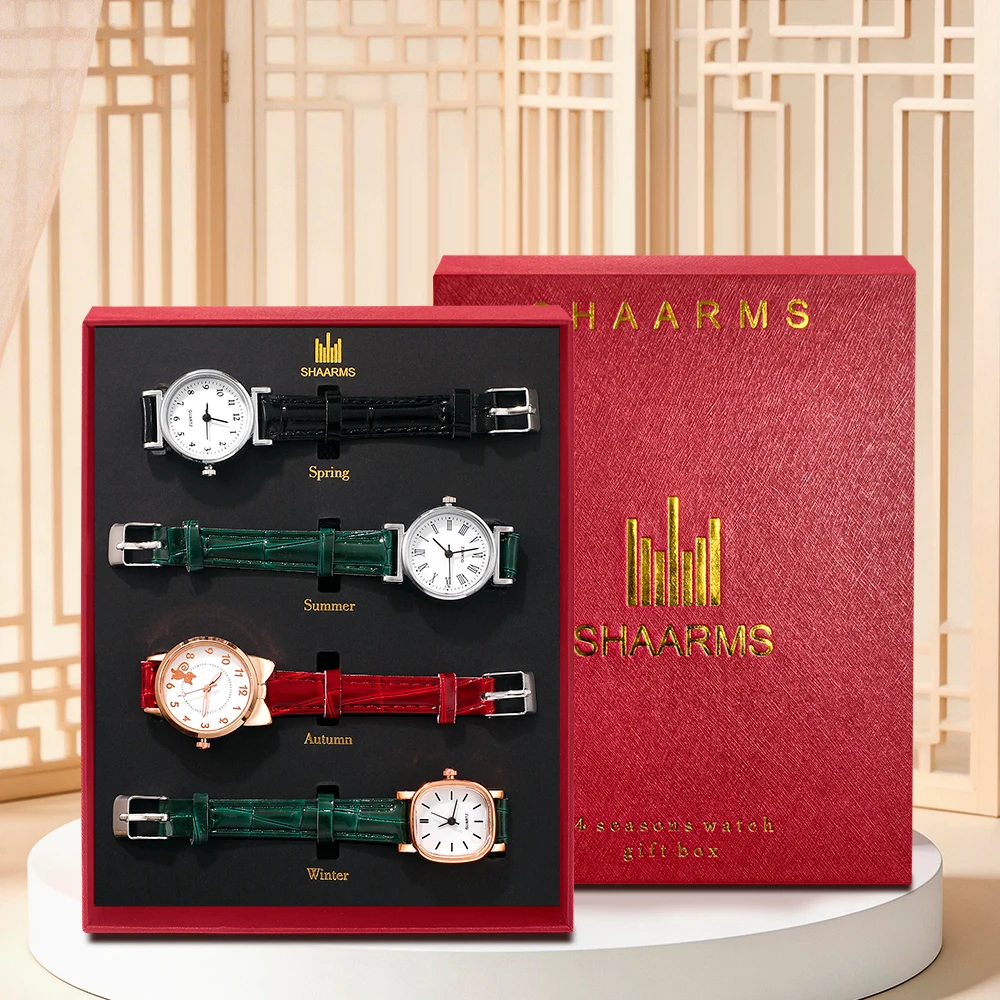4Pc Trendy Latest Elegant And Fashionable Quartz Watch, Ideal Gift For Friends And Family On Valentine's Day, Easter, Birthdays