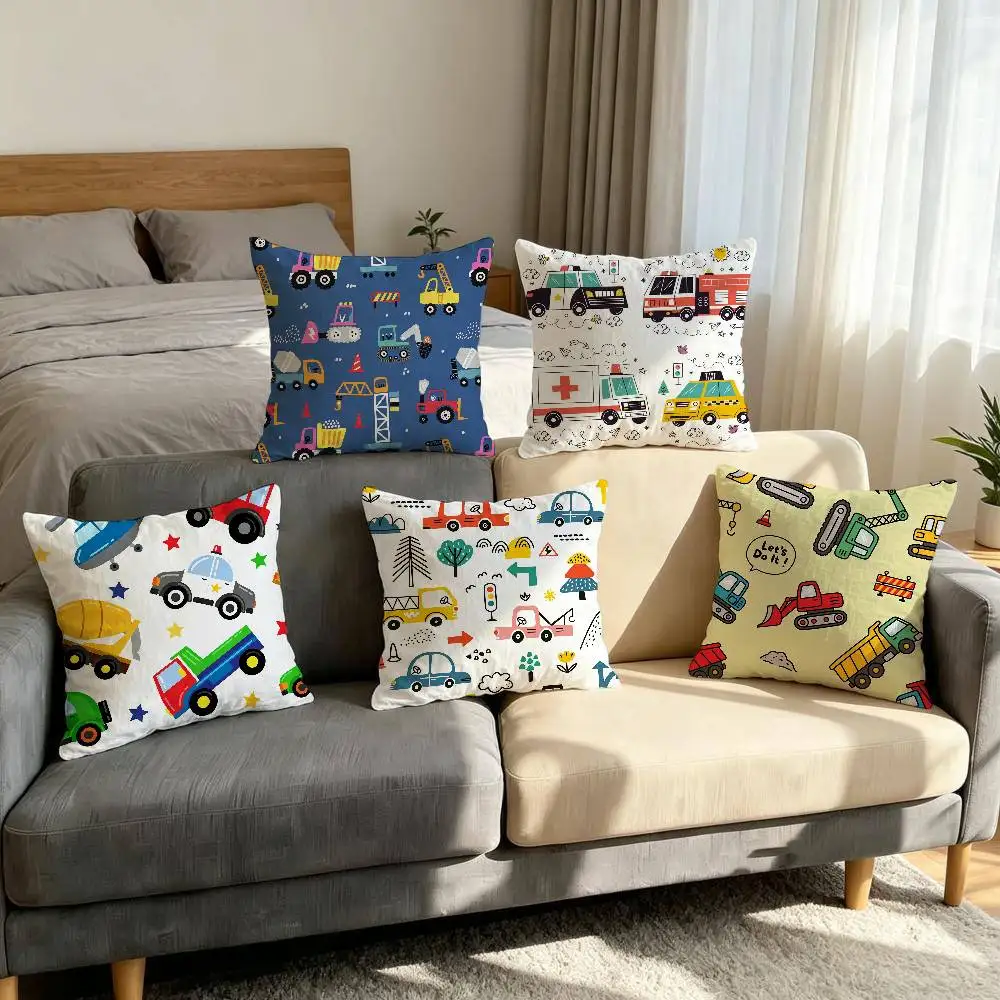 ART Transportation Cars Truck Boat Racing Cushion Cover Pillowcase Upholstery pillows for sofa Throw Pillow Home Decor Pillowcas