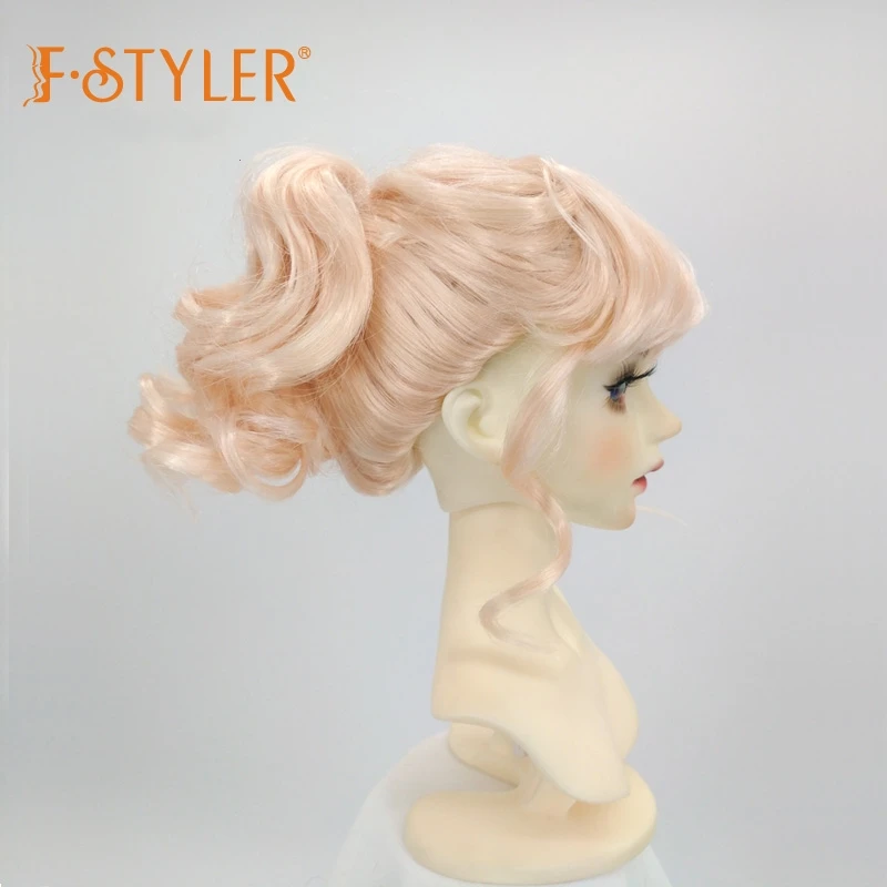 FSTYLER BJD Doll Wig Curls Waves BJD Hair Soft Synthetic Mohair Doll Wig Hair Accessories Customization