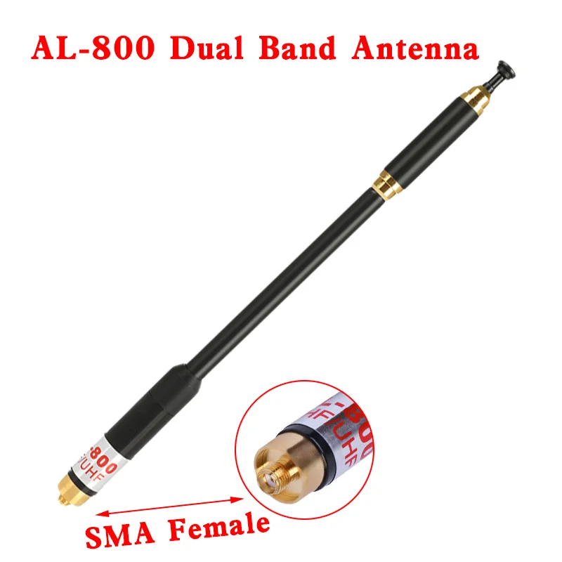 

Newest AL-800 Dual Band 144/430MHz SMA-Female Telescopic Antenna AL800 for WOUXUN TYT HYT BAOFENG BF-888S UV-5R Radio