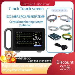 7 inch Touch screen Humans /VET Use portable 6-parameter ECG/NIBP/PR/SPO2/RESP/TEMP patient monitor vital sign monitor