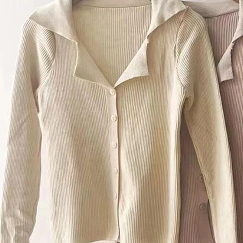 Women's Cardigan Long Sleeve Button Down Sweater Shirts Collared Cozy Knit Tops Women’s V Neck Button Down Ribbed Knit Cardigan