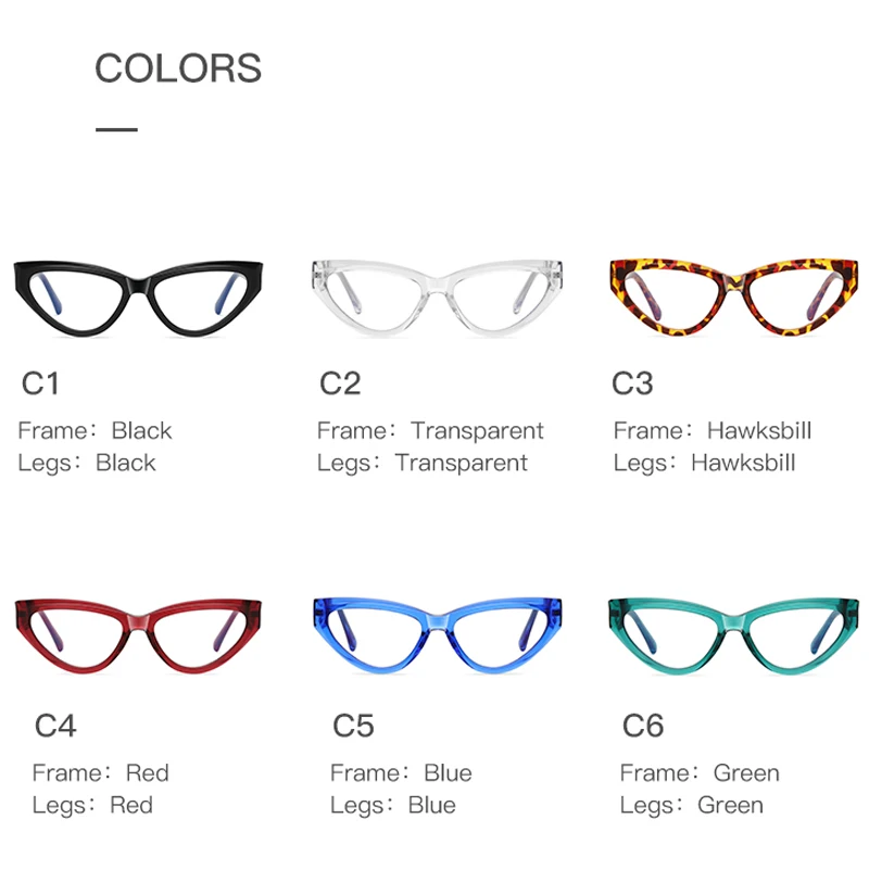VCKA Cat Eye Prescription Myopia Glasses Thick Frame NEW Women Fashion Discoloration  Anti Blue Light Eyewear -0.50 TO -10