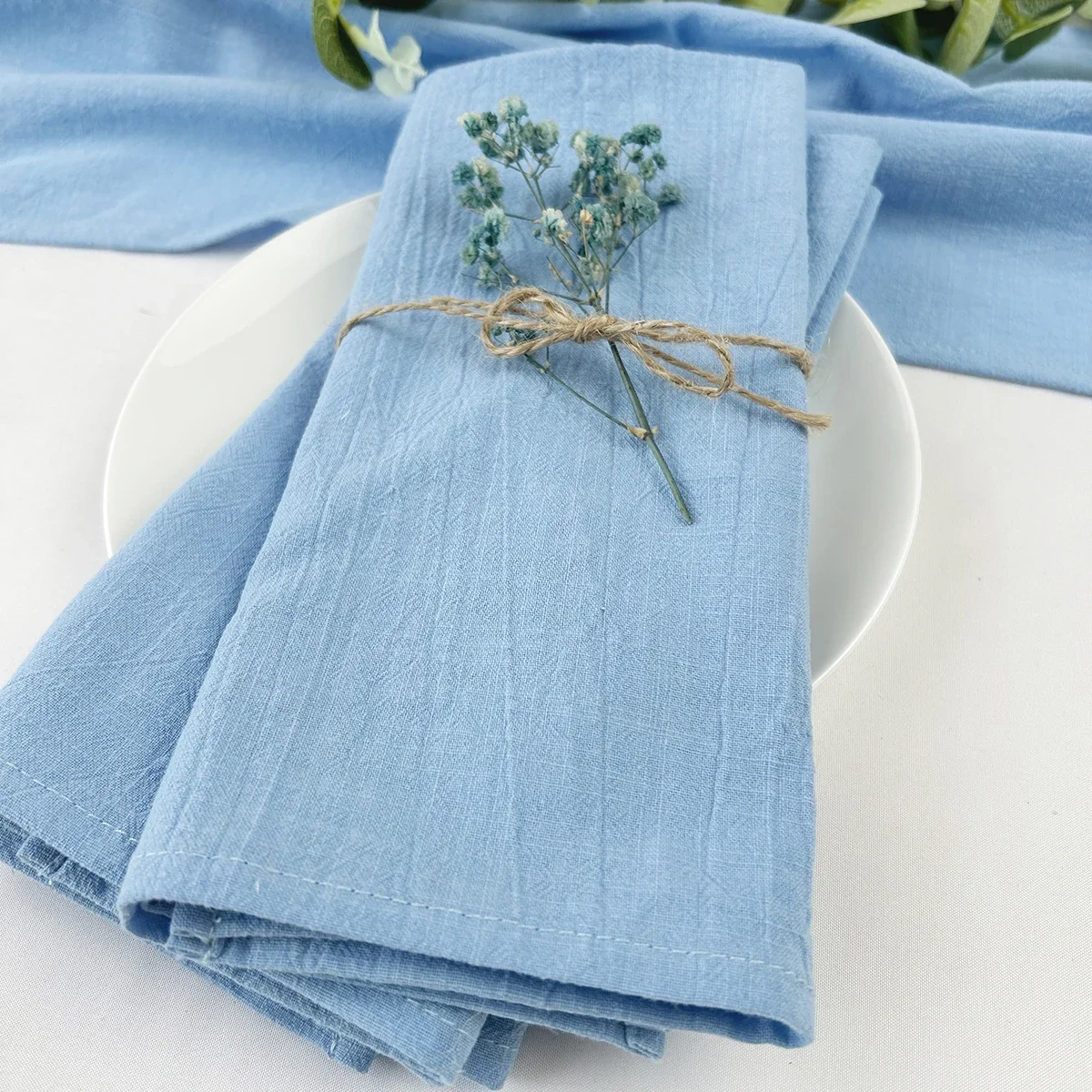 Wholesale 50pcs 30x45cm 100% Cotton Sage Green  Napkin Reusable Wedding Party Christmas Table Decor Retro napkins