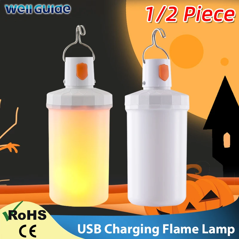 

LED Camping Lantern light Halloween LED Flame Light USB DC5V Rechargeable Dimmable Night Light Yard Camping Lights Decoration