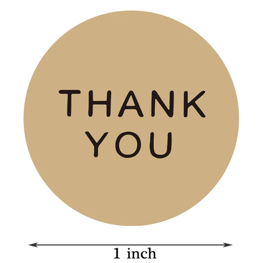 100-500PCS Round Brown labels Thank You Kraft Stickers 1 inch Wedding Pretty Gift Envelope Sealing Label Stickers Stationery