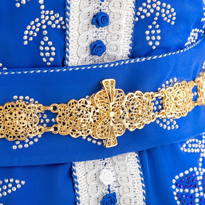 Ceinture chic en or arabe pour robe de mariée, bijoux en métal sculpté à la main, fleur évidée, ceinture de fête