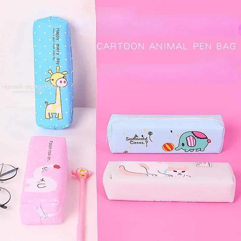 Pink Cartoon animal Pencil Cases Classic Pen Box Bags for Student Big Capacity School Supplies Gift Pencilcases