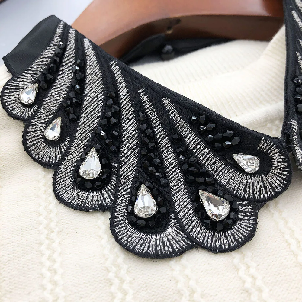 Diamonds Crystal Detachable Collars women Beads Fake Removable Peto Mujer Chemisier Collar Tie воротник Faux Cols cuellos falsos