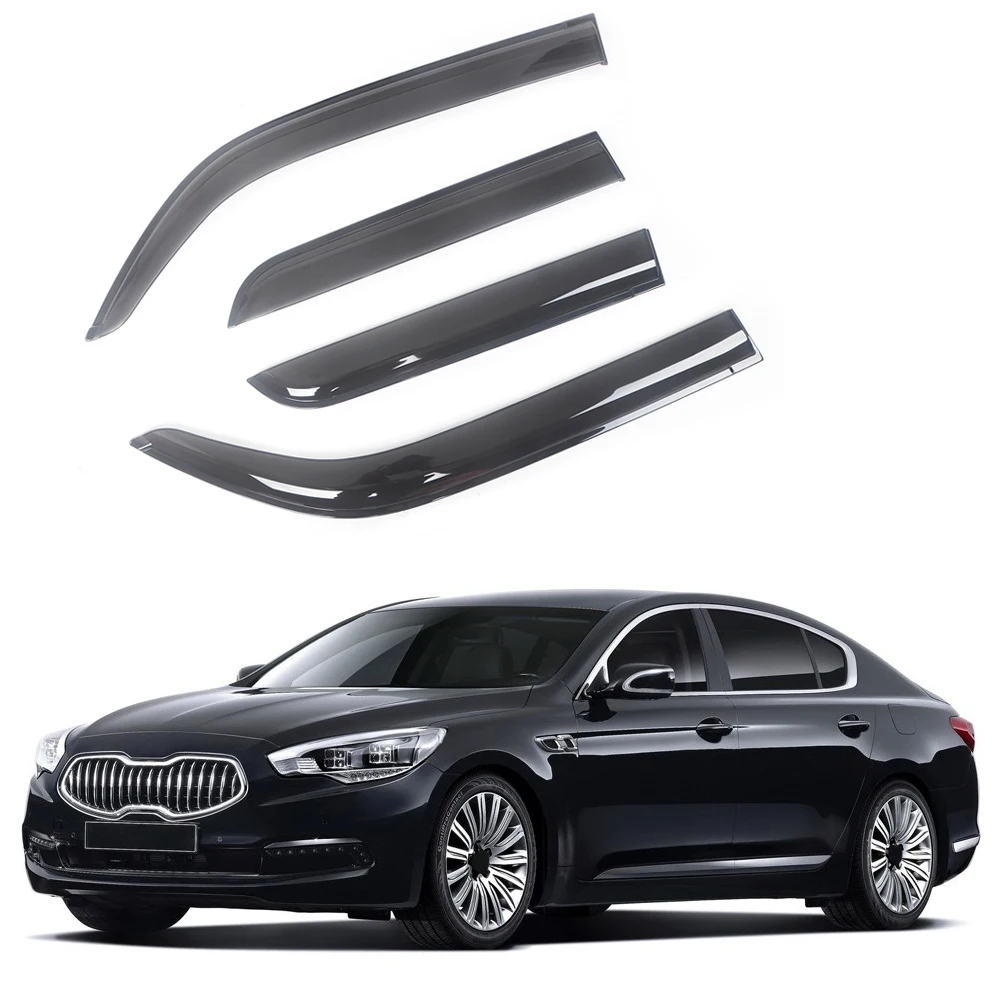 For Kia K9 K900 2013-2016 Auto Side Window Wind Deflectors Visors Black Rain Guard Door Visor Vent Shades Dark Smoke Ventvisor