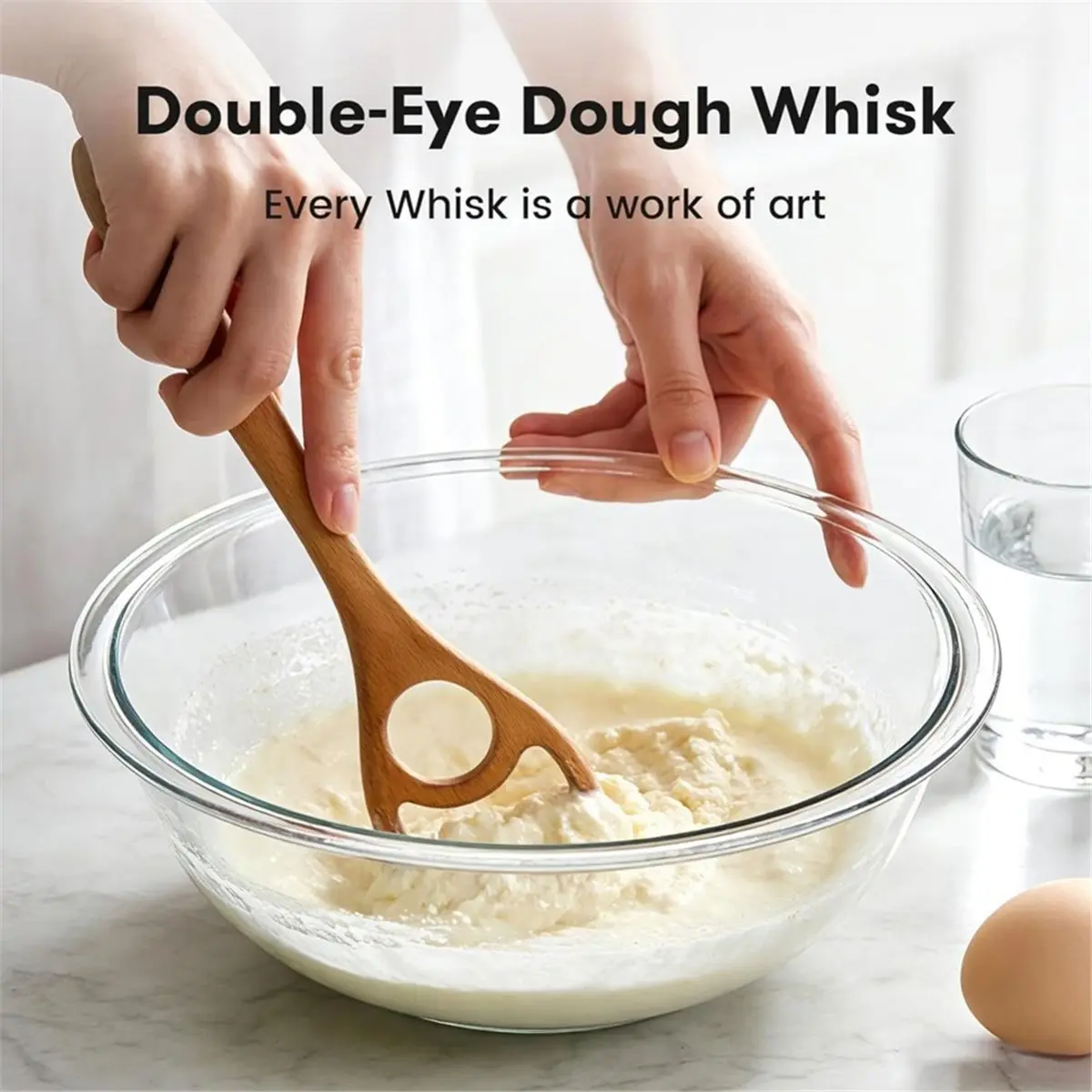 Wooden Dough Whisk 12.6